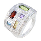 Multi Stone penta German 925 Sterling Silver multicolor Gemstones Versatile Cocktail Ring Jewelry