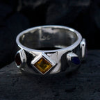 Multi Stone quarter Russian 92.5 Silver multicolor Gems Minimal Abstract Band Jewellery