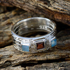 Multi Stone Trilogy Indian 92.5 Silver multicolor Gemstone Eye catching Boho Band Jewelry