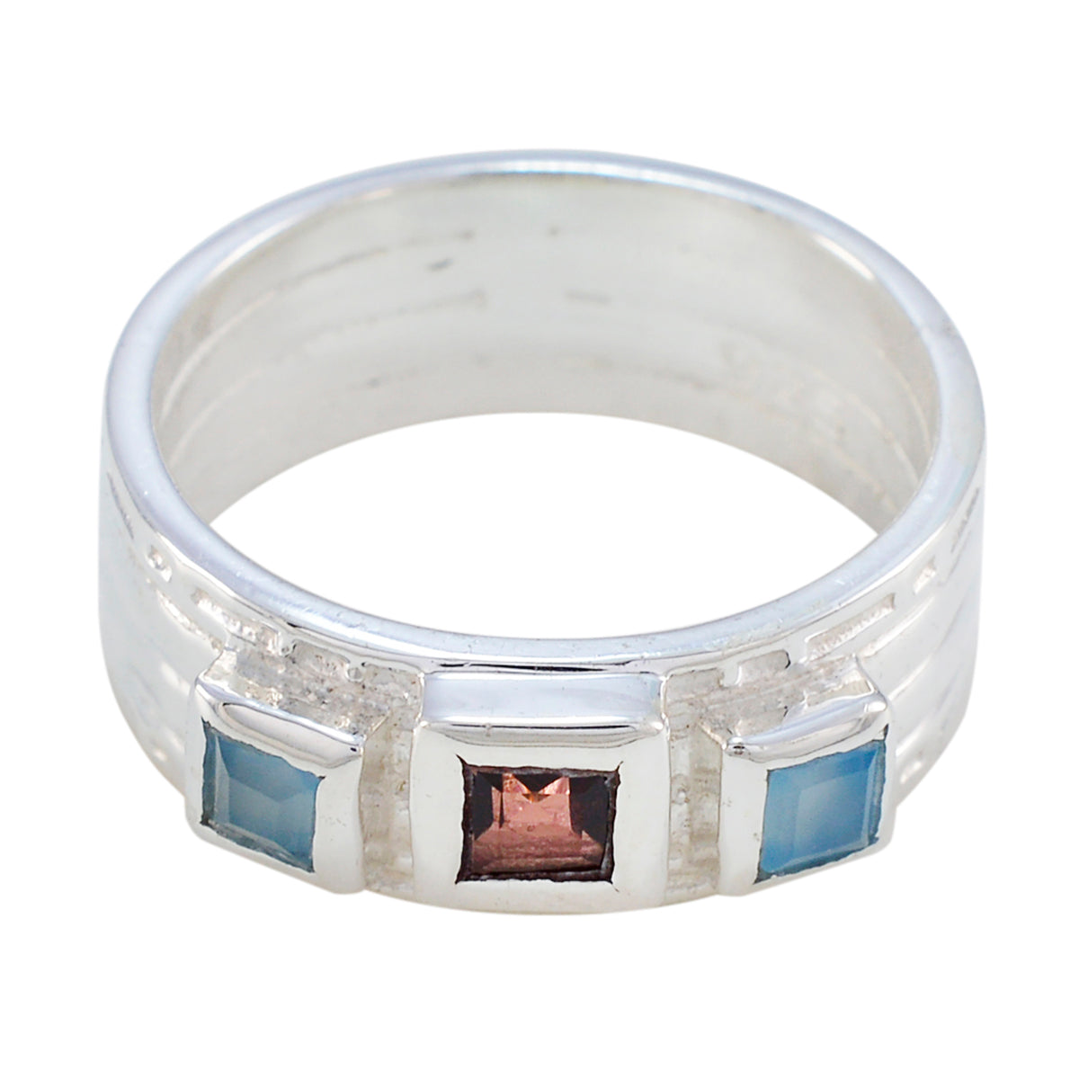 Multi Stone Trilogy Indian 92.5 Silver multicolor Gemstone Eye catching Boho Band Jewelry メイン画像