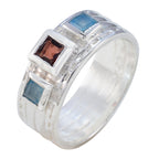 Multi Stone Trilogy Indian 92.5 Silver multicolor Gemstone Eye catching Boho Band Jewelry