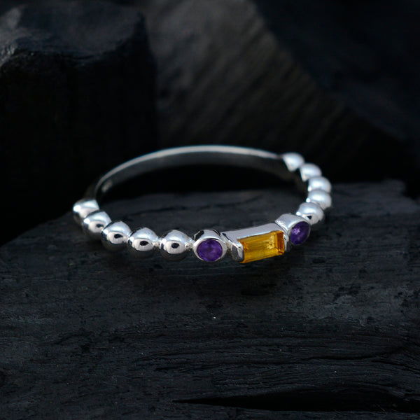 Multi Stone Trilogy Japanese Silver multicolor Gemstones Delicate Contemporary Ring Jewellery