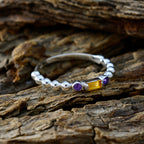 Multi Stone Trilogy Japanese Silver multicolor Gemstones Delicate Contemporary Ring Jewellery