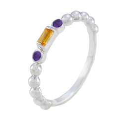Multi Stone Trilogy Japanese Silver multicolor Gemstones Delicate Contemporary Ring Jewellery