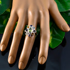 Multi Stone navratna Moroccan 92.5 Silver multicolor Gemstone Eye catching Cocktail Ring Jewellery