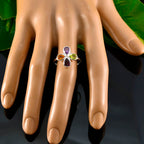 Multi Stone quarter Korean 92.5 Silver multicolor Gems Dainty Floral Ring Jewellery