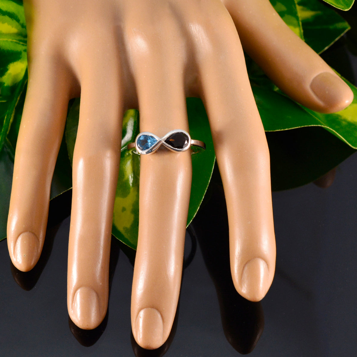 Multi Stone Toi et Moi American 92.5 Silver multicolor Gems Dainty Luxurious Ring Jewelry