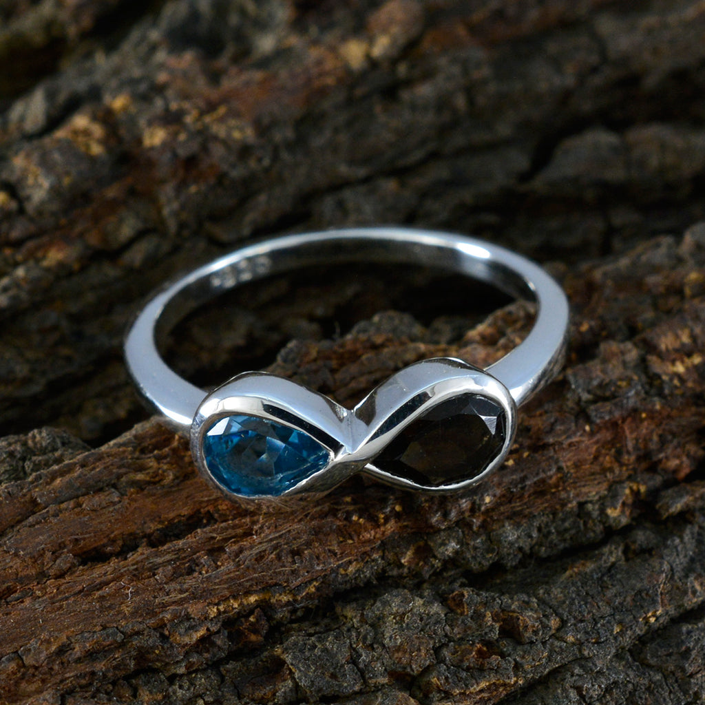Multi Stone Toi et Moi American 92.5 Silver multicolor Gems Dainty Luxurious Ring Jewelry