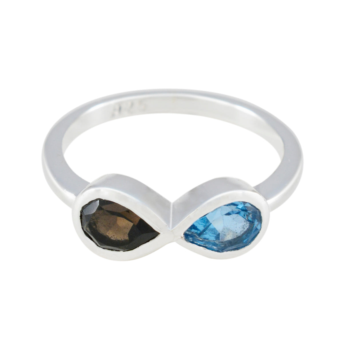 Multi Stone Toi et Moi American 92.5 Silver multicolor Gems Dainty Luxurious Ring Jewelry Image principale du produit