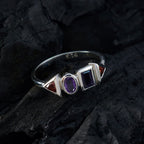 Multi Stone quarter Japanese 92.5 Silver multicolor Gemstone Delicate Trendy Ring Jewelry