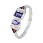 Multi Stone quarter Japanese 92.5 Silver multicolor Gemstone Delicate Trendy Ring Jewelry
