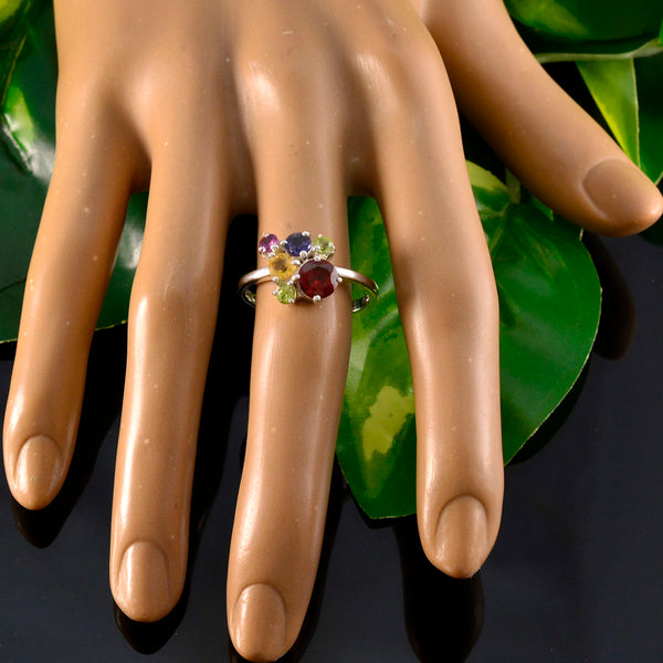 Multi Stone Hexa Japanese Silver multicolor Gemstones Whisper thin Feminine Ring Jewellery
