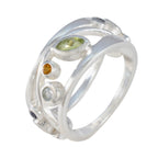 Multi Stone multiple Russian Silver multicolor Gemstone Mid weight Bubble Band Jewellery