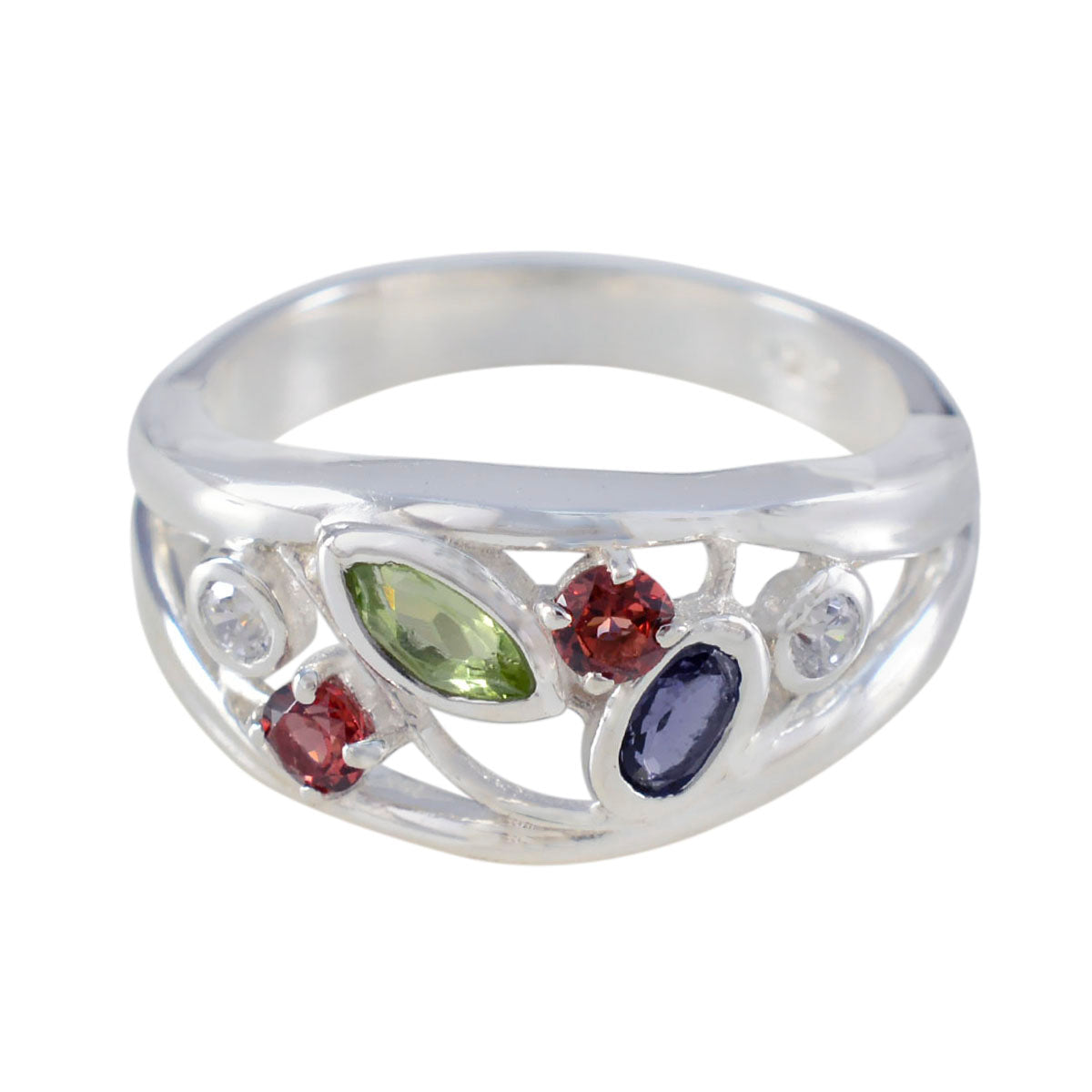 Multi Stone multiple Egyptian 925 Silver multicolor Gems Tiny Luxurious Ring Jewellery Main image