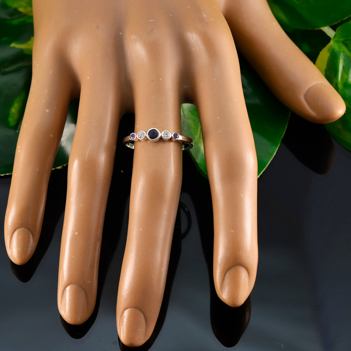 Multi Stone Penta Turkish 92.5 Silver multicolor Gems Elegant  Romantic Ring Jewellery