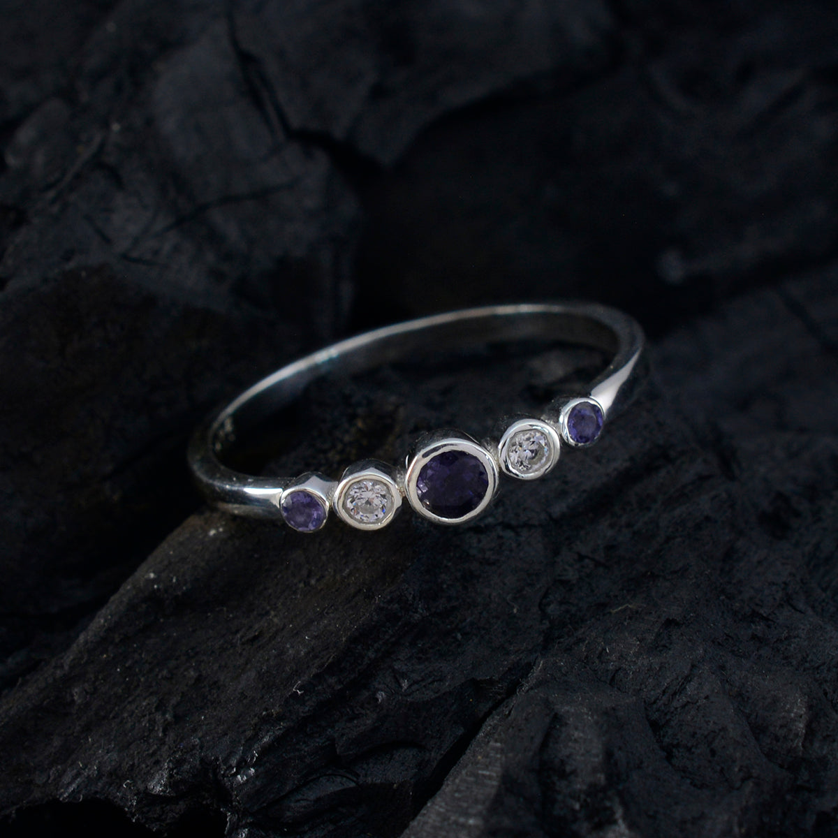 Multi Stone Penta Turkish 92.5 Silver multicolor Gems Elegant  Romantic Ring Jewellery