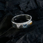 Multi Stone Trilogy Russian 92.5 Silver multicolor Gemstones Tiny Abstract Band Jewelry