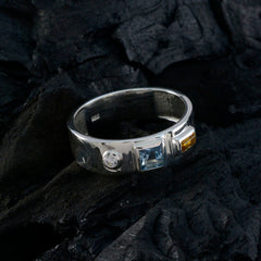 Multi Stone Trilogy Russian 92.5 Silver multicolor Gemstones Tiny Abstract Band Jewelry