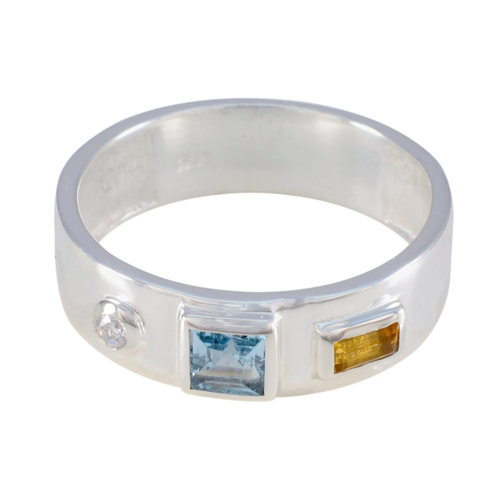 Multi Stone Trilogy Russian 92.5 Silver multicolor Gemstones Tiny Abstract Band Jewelry