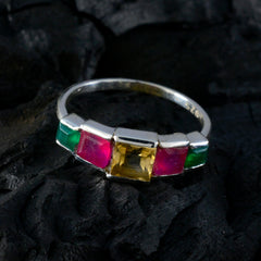 Multi Stone Penta Japanese 925 Sterling Silver multicolor Gemstones Delicate Modern Ring Jewelry