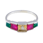 Multi Stone Penta Japanese 925 Sterling Silver multicolor Gemstones Delicate Modern Ring Jewelry