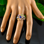 Multi Stone Hepta German 92.5 Silver multicolor Gemstone Featherlight Modern Ring Jewelry