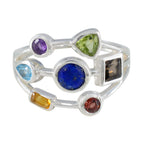 Multi Stone Hepta German 92.5 Silver multicolor Gemstone Featherlight Modern Ring Jewelry