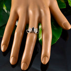 Multi Stone Penta Japanese Silver multicolor Gemstone Delicate crown Ring Jewelry