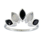 Multi Stone Penta Japanese Silver multicolor Gemstone Delicate crown Ring Jewelry