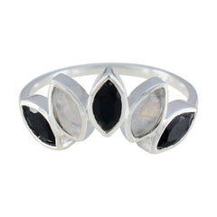 Multi Stone Penta Japanese Silver multicolor Gemstone Delicate crown Ring Jewelry
