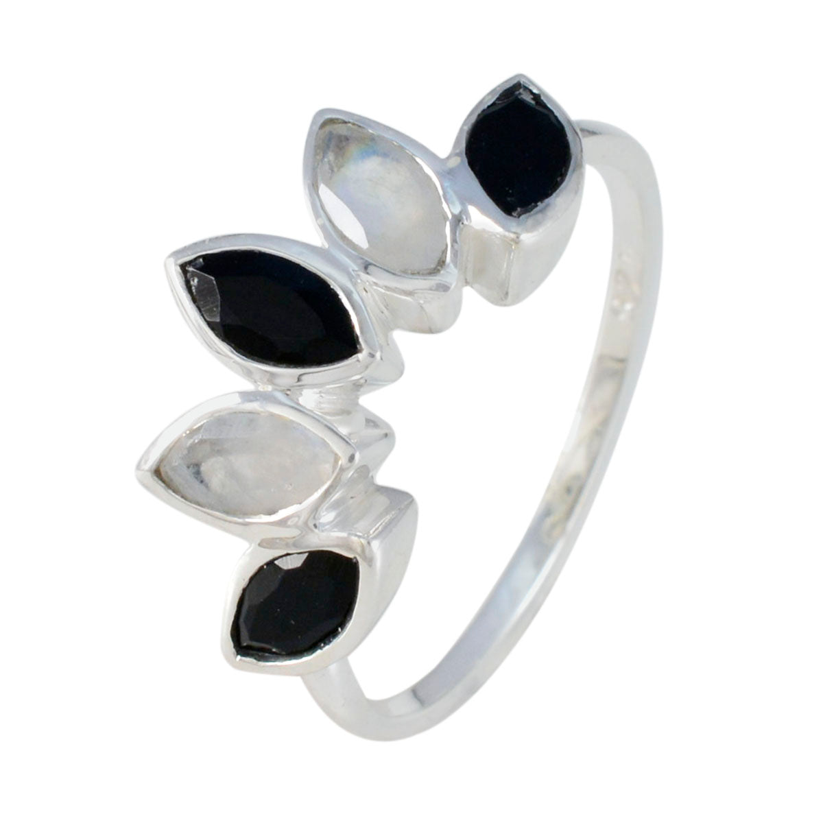 Multi Stone Penta Japanese Silver multicolor Gemstone Delicate crown Ring Jewelry