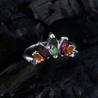 Multi Stone Hepta Turkish Sterling Silver multicolor Gems Dainty crown Ring Jewellery