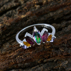 Multi Stone Hepta Turkish Sterling Silver multicolor Gems Dainty crown Ring Jewellery