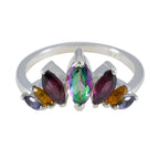 Multi Stone Hepta Turkish Sterling Silver multicolor Gems Dainty crown Ring Jewellery