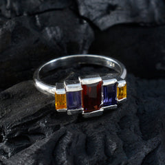 Multi Stone Penta Korean 925 Sterling Silver multicolor Gems Whisper thin Glamorous Ring Jewelry
