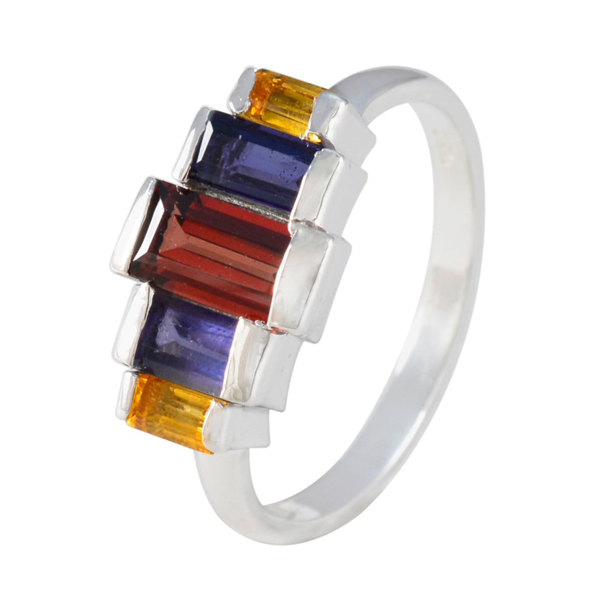 Multi Stone Penta Koreaans 925 Sterling Zilver veelkleurige edelstenen fluisterdunne glamoureuze ring sieraden Secundaire afbeelding