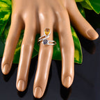 Multi Stone Toi et Moi Russian 92.5 Silver multicolor Gemstone Tiny Artisan Ring Jewellery