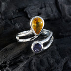 Multi Stone Toi et Moi Russian 92.5 Silver multicolor Gemstone Tiny Artisan Ring Jewellery