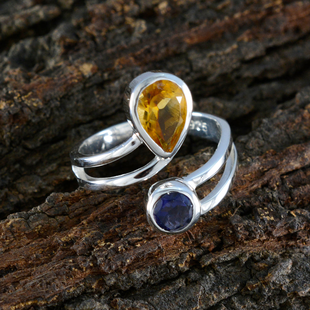 Multi Stone Toi et Moi Russian 92.5 Silver multicolor Gemstone Tiny Artisan Ring Jewellery