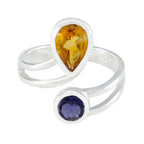 Multi Stone Toi et Moi Russian 92.5 Silver multicolor Gemstone Tiny Artisan Ring Jewellery