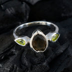 Multi Stone Trilogy American 92.5 Silver multicolor Gems Dainty Contemporary Ring Jewellery