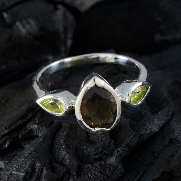 Multi Stone Trilogy American 92.5 Silver multicolor Gems Dainty Contemporary Ring Jewellery
