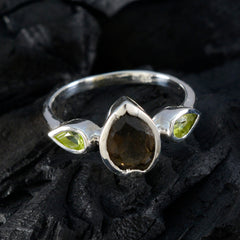 Multi Stone Trilogy American 92.5 Silver multicolor Gems Dainty Contemporary Ring Jewellery