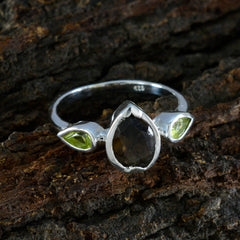 Multi Stone Trilogy American 92.5 Silver multicolor Gems Dainty Contemporary Ring Jewellery