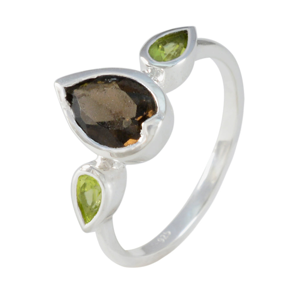 Multi Stone Trilogy American 92.5 Silver multicolor Gems Dainty Contemporary Ring Jewellery