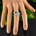 Multi Stone Penta African 92.5 Silver multicolor Gemstone Eye catching Modern Ring Jewellery