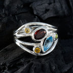 Multi Stone Penta African 92.5 Silver multicolor Gemstone Eye catching Modern Ring Jewellery