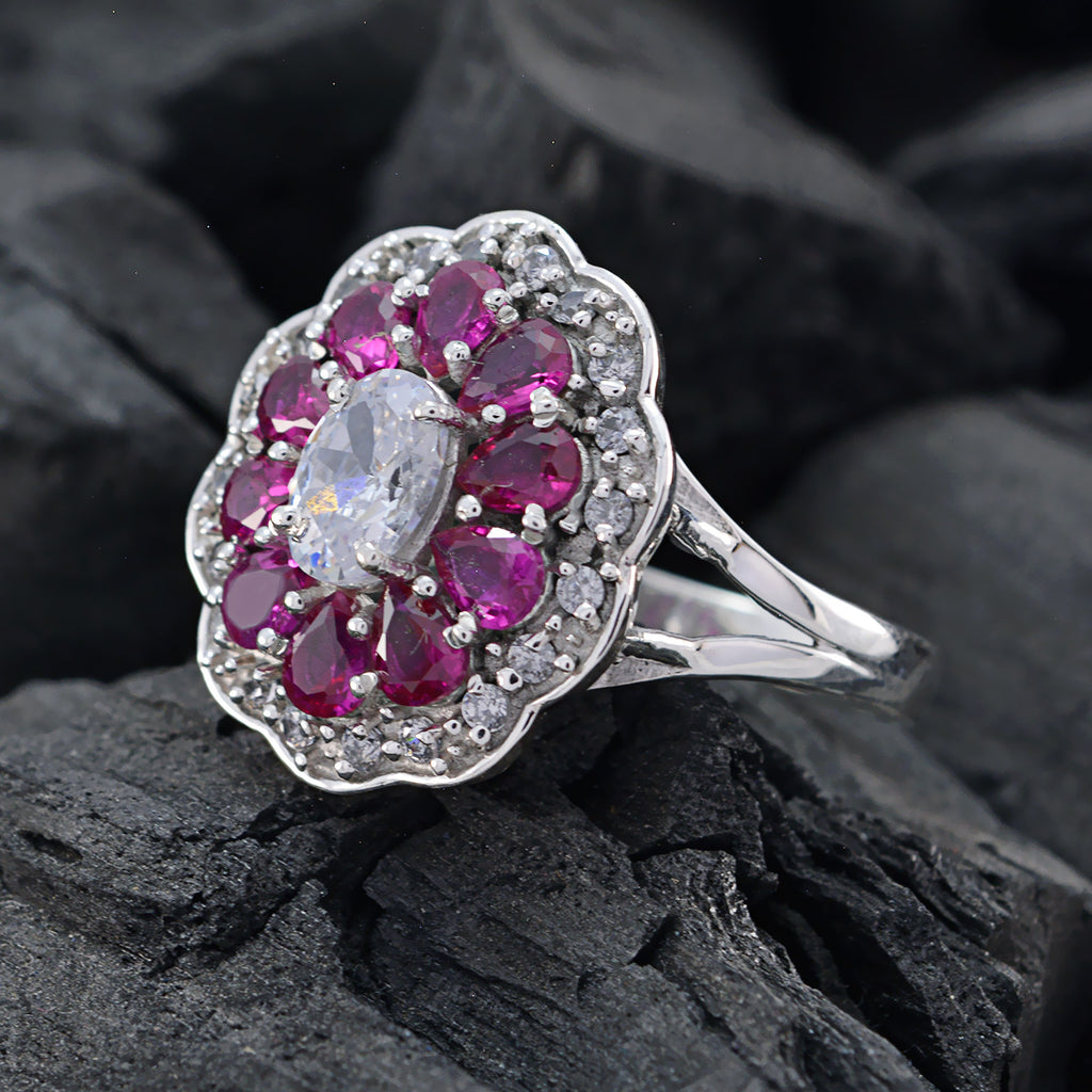 Multi Stone multiple Indian 925 Silver multicolor Gemstones Tiny Contemporary Ring Jewelry