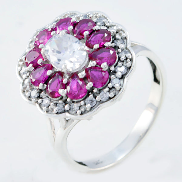 Multi Stone multiple Indian 925 Silver multicolor Gemstones Tiny Contemporary Ring Jewelry