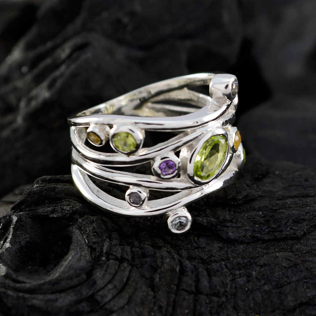 Amethyst multiple Indian Sterling Silver Purple Gemstones Mid weight Romantic Ring Jewellery